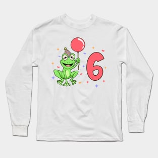 I am 6 with frog - kids birthday 6 years old Long Sleeve T-Shirt